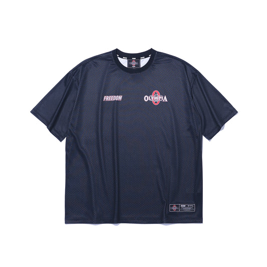 Olympia Small Logo All Mesh Short Sleeve T-Shirt (Black)