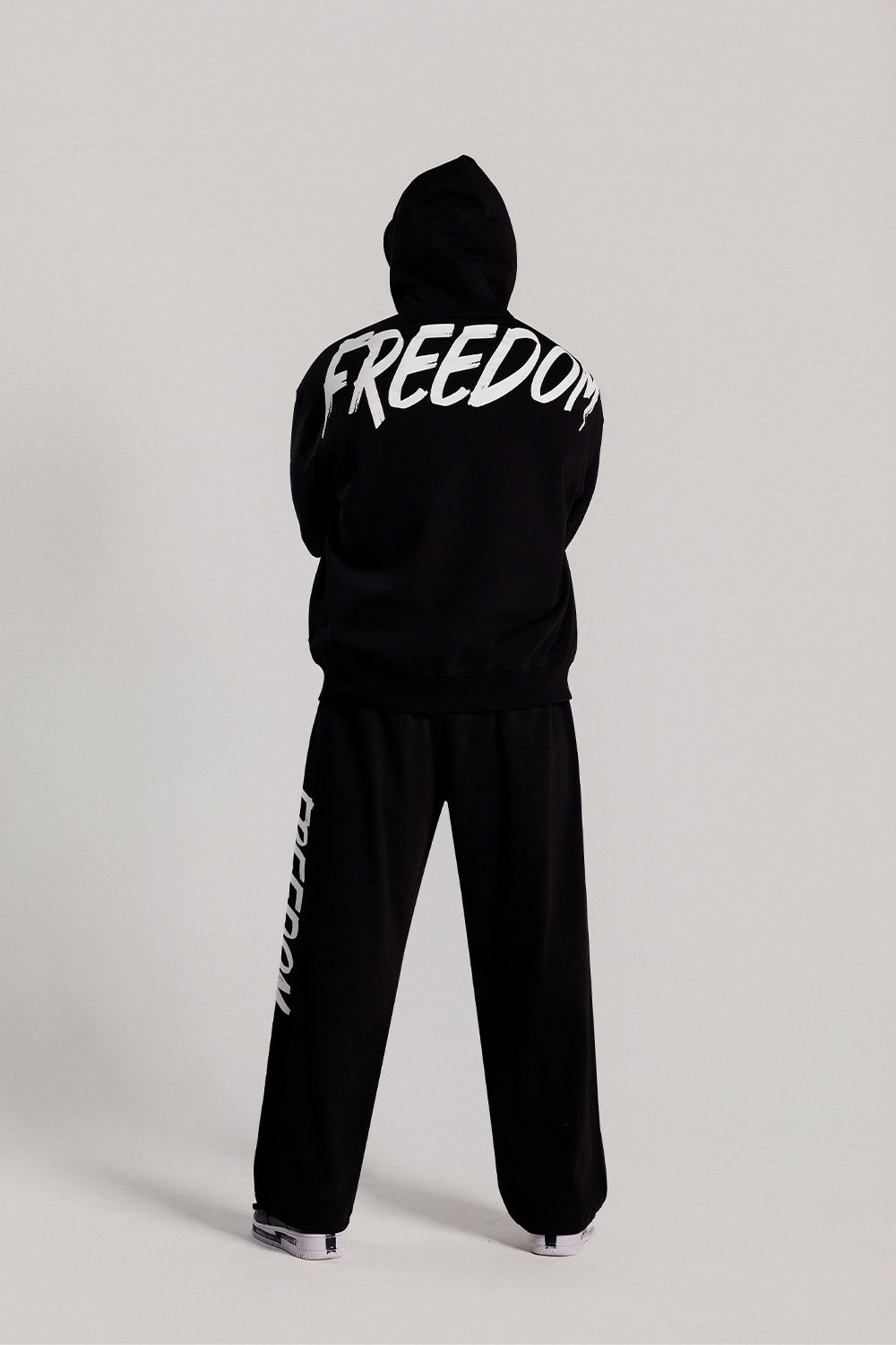 Back Print Hooded Zip-up (Black/White)