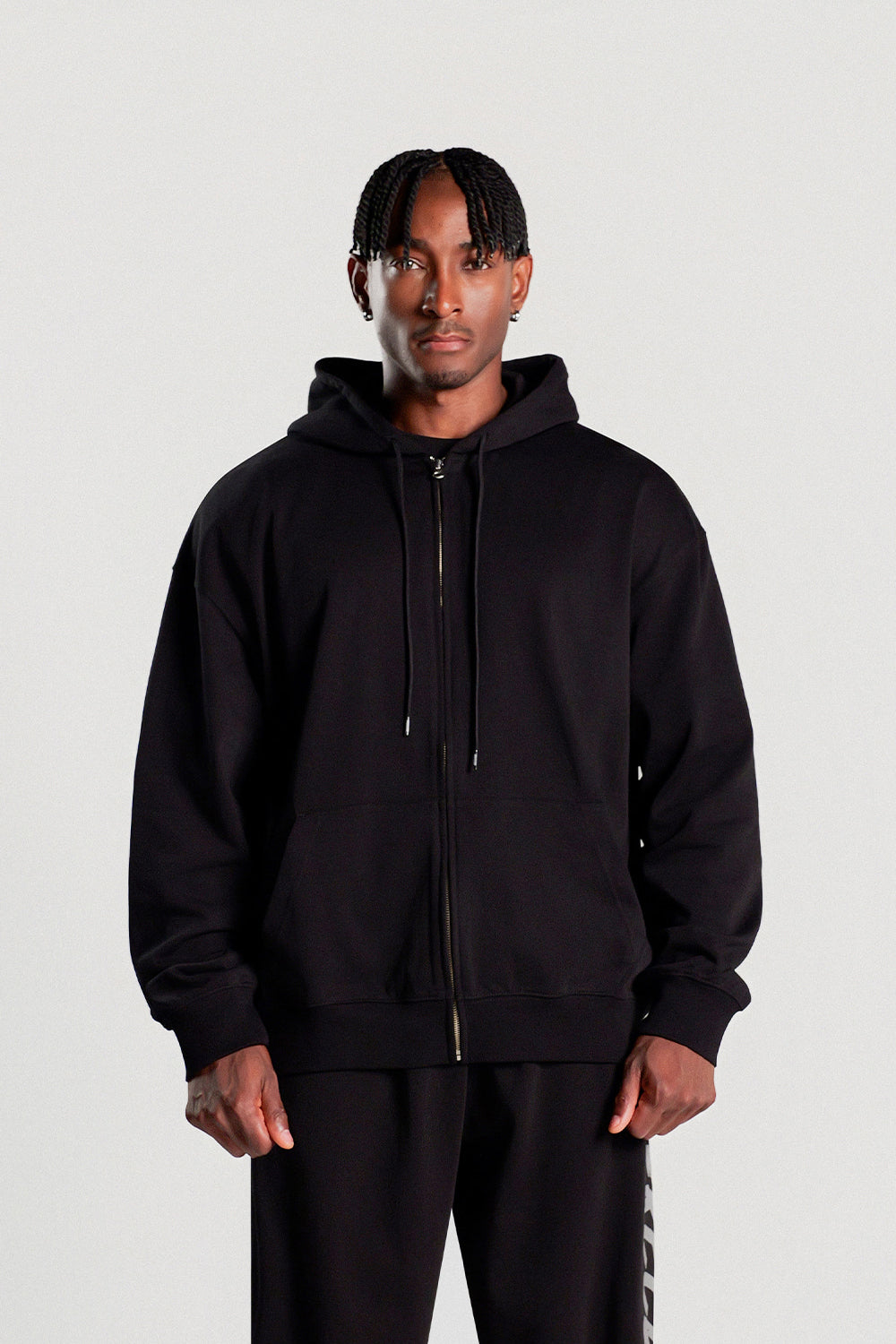 Back Print Hooded Zip-up (Black/Gray)