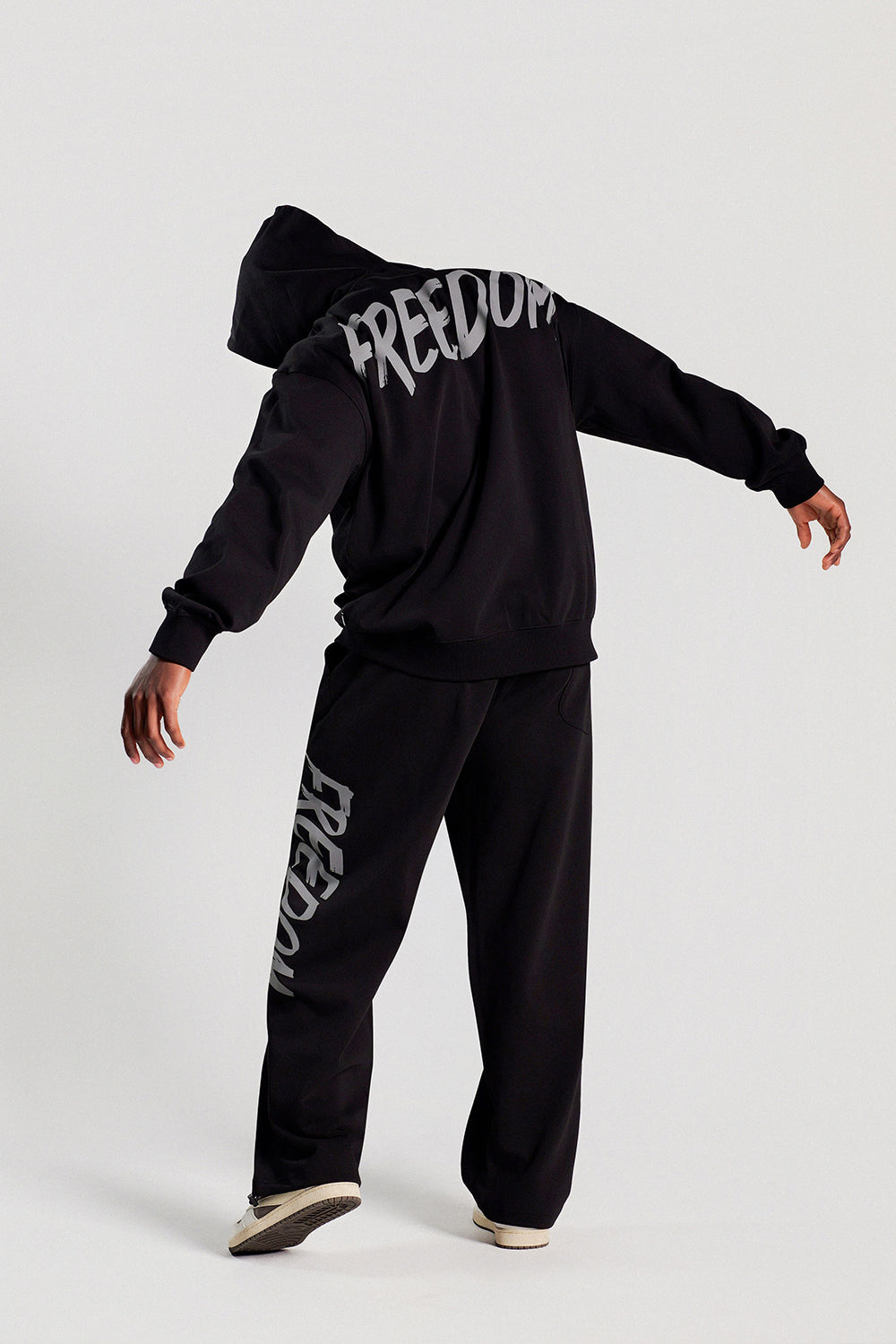 Back Print Hooded Zip-up (Black/Gray)