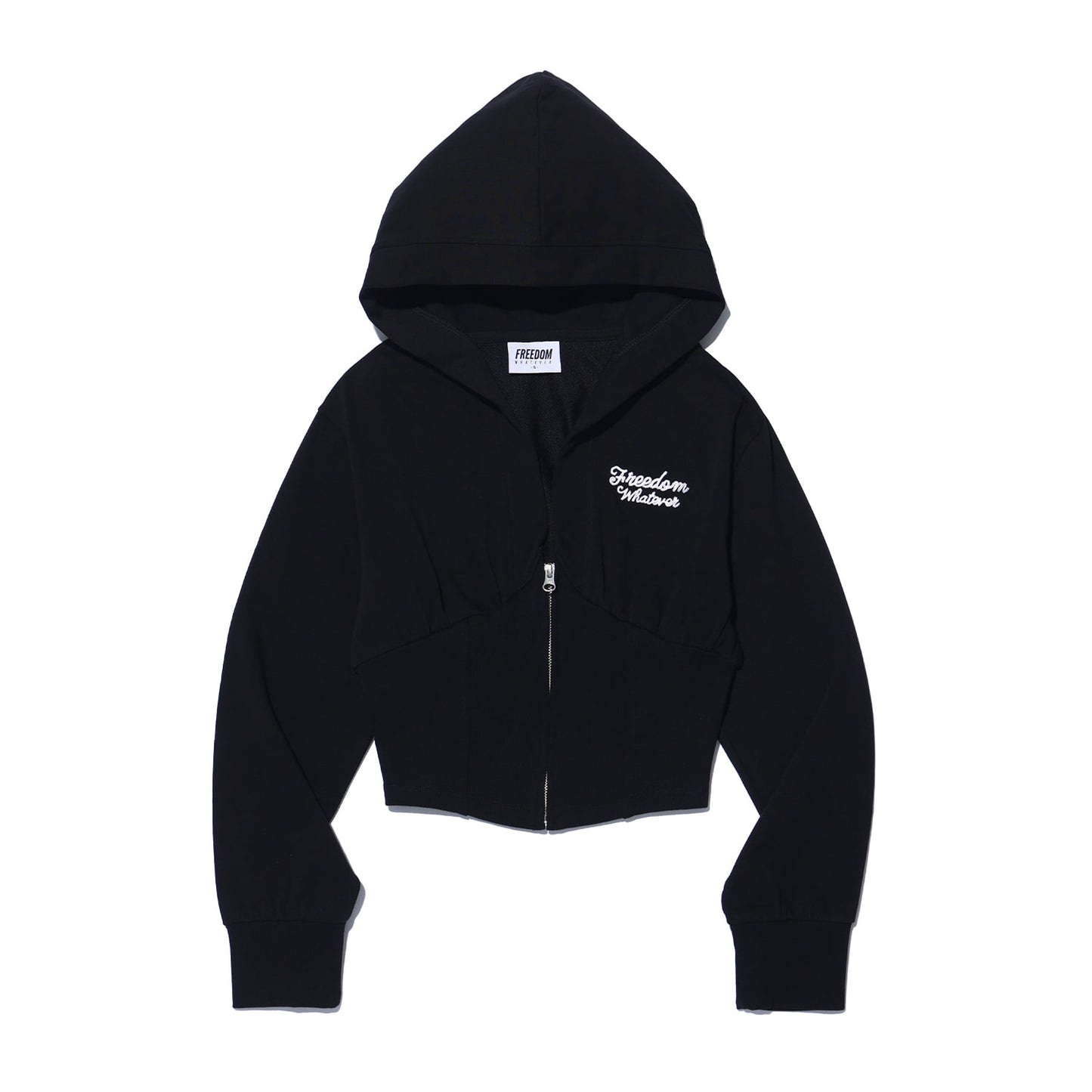 Corset Slim Hooded Zip-up (Black)