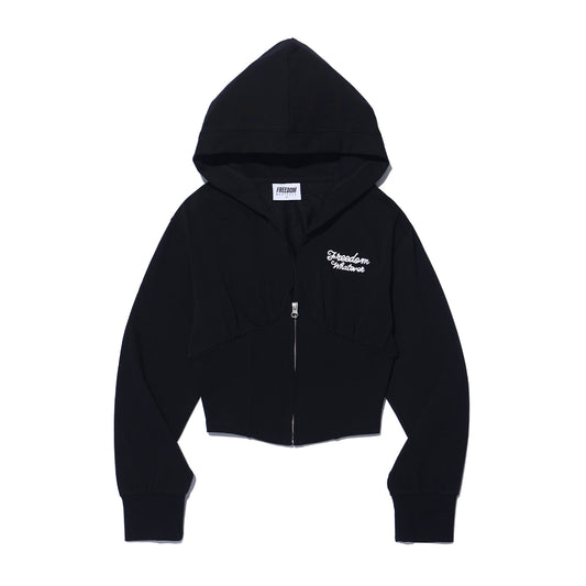 Corset Slim Hooded Zip-up (Black)