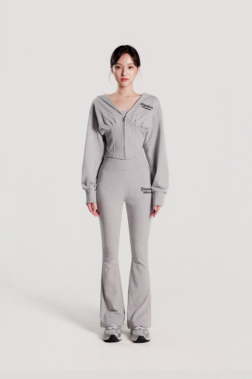 Corset Slim Hooded Zip-up (Gray)