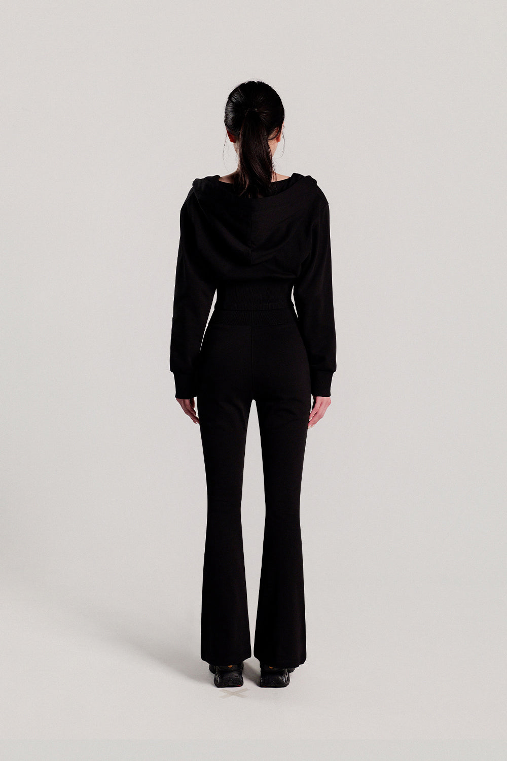 Corset Slim Hooded Zip-up (Black)