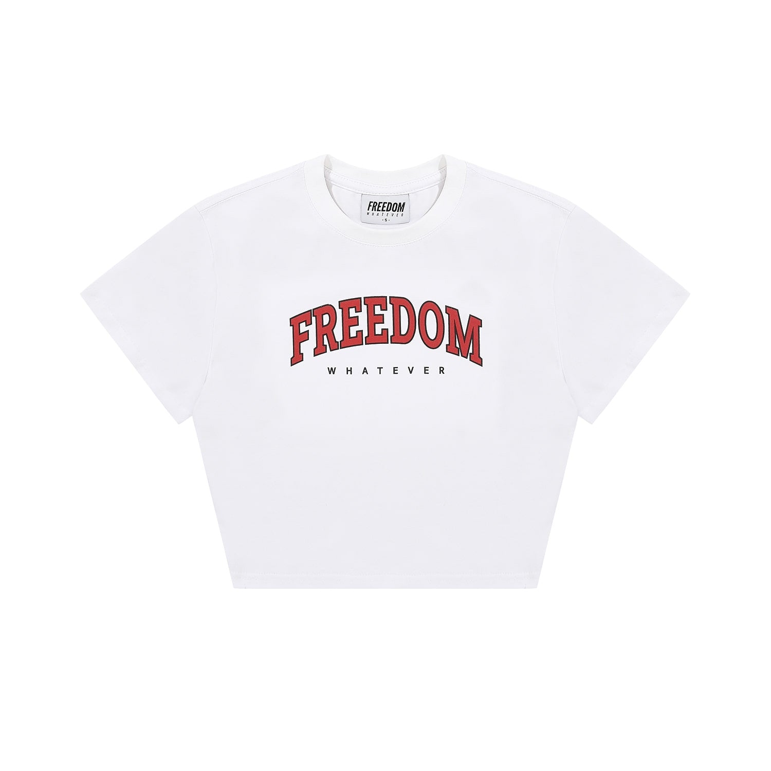 ☆FREEDOM☆ Freedom Camo Logo Semi Overfit Crop T-Shirt Whit FREEDOM Arch Logo Semiover Fit crop T-shirt (white/red