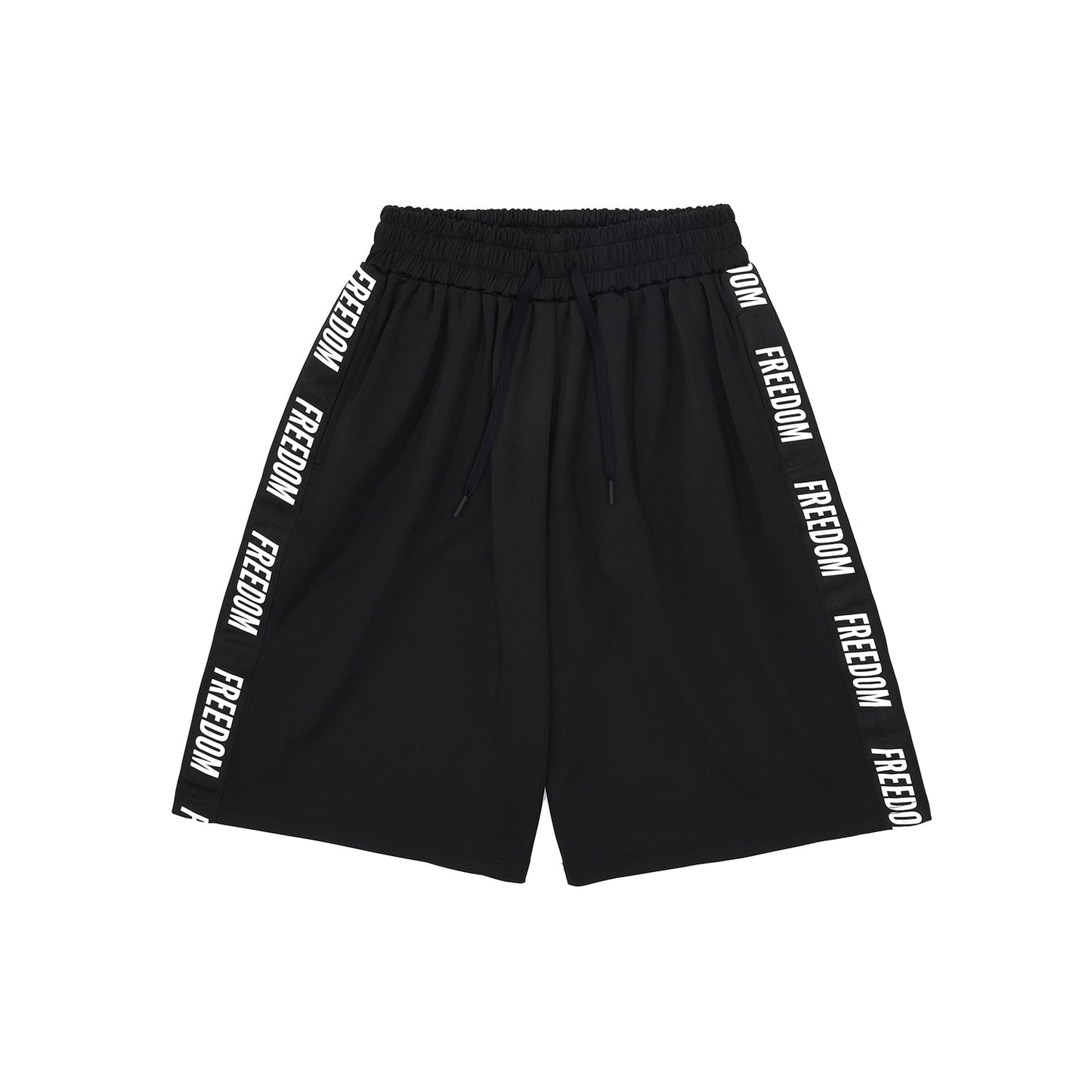 FREEDOM Lettering Bermuda Shorts (Black/White)