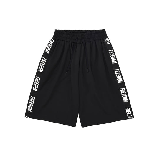 FREEDOM Lettering Bermuda Shorts (Black/White)