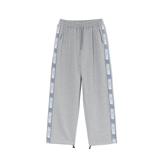 FREEDOM Lettering Cotton Pants (Gray)