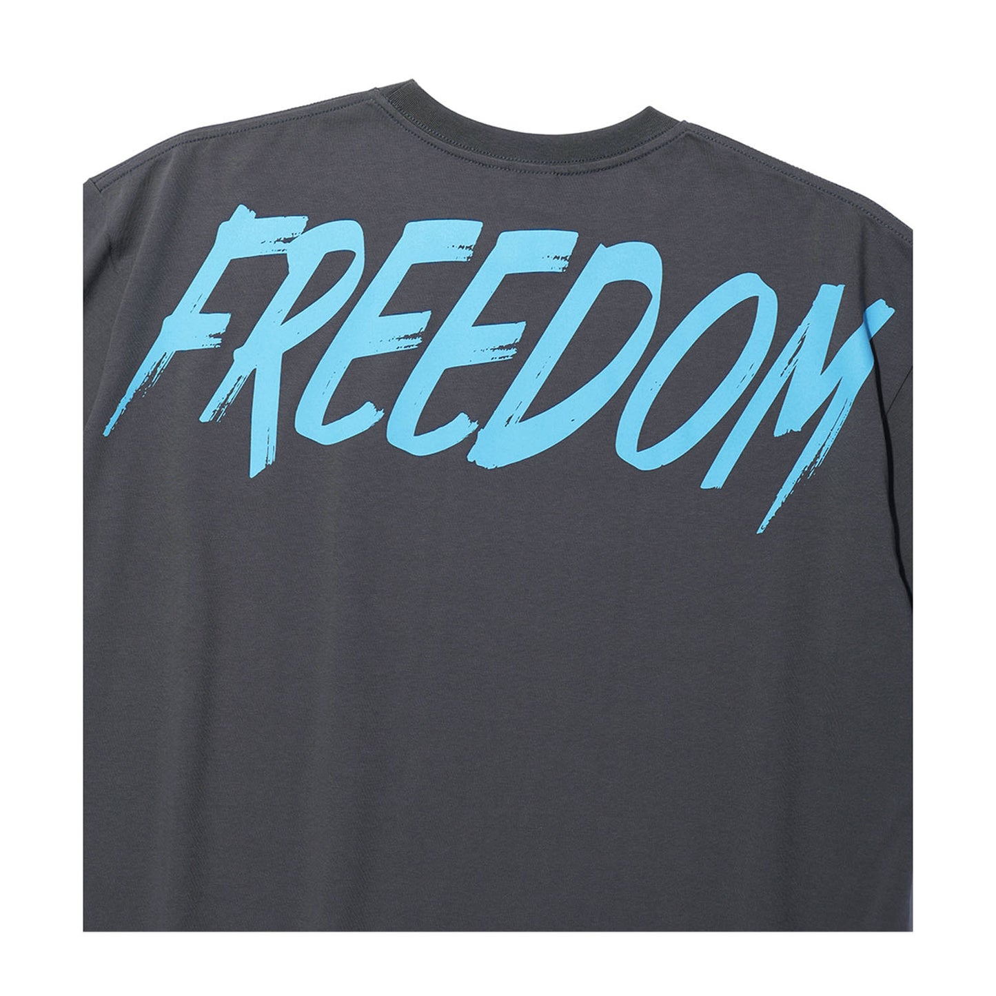 Freedom Overfit Back Print T-Shirt (Dark Grey/Blue)