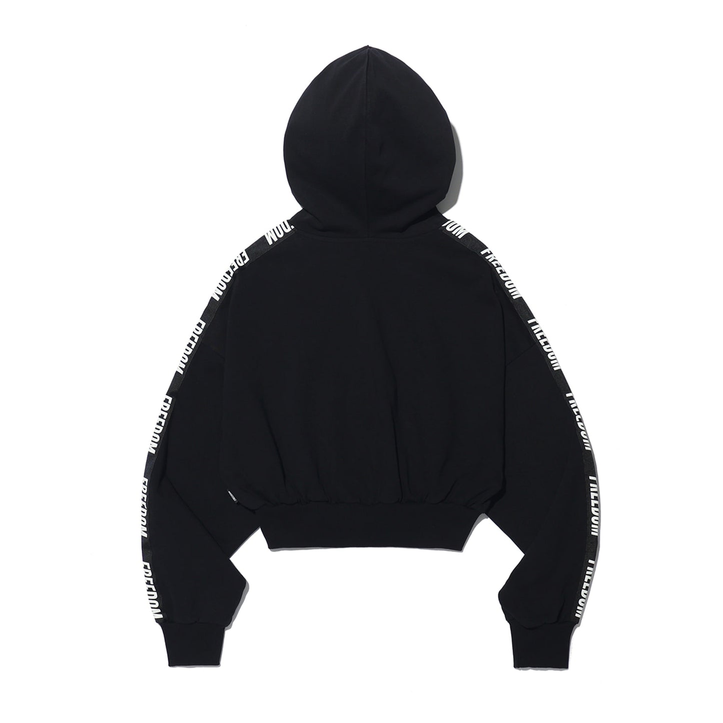 FREEDOM Women's Cropped Lettering Hooded Zip-Up (Black)