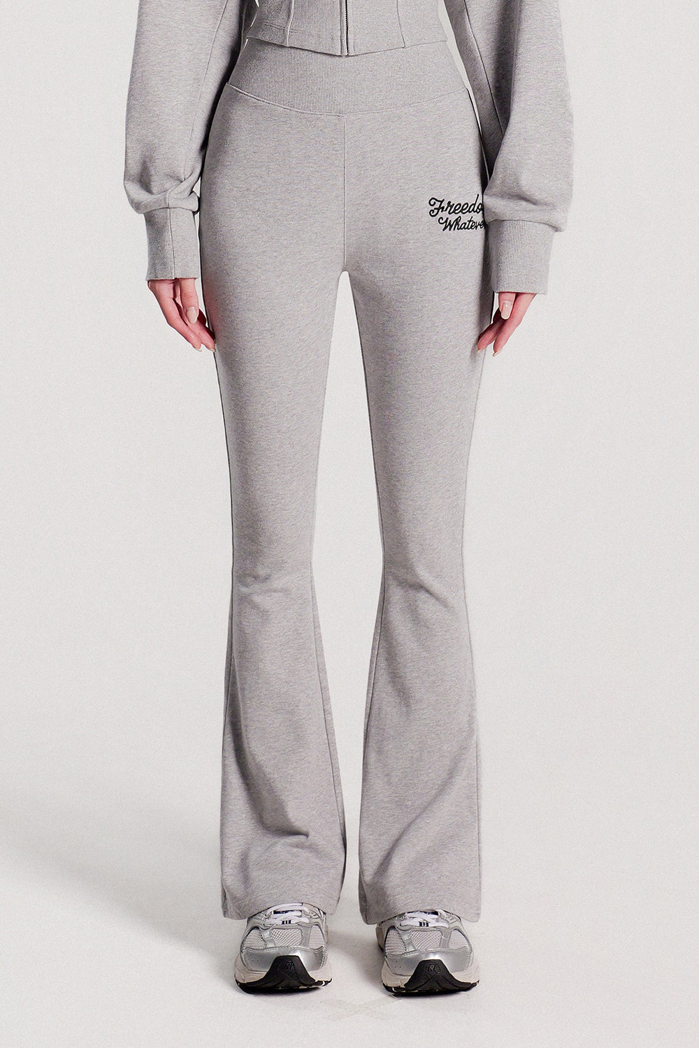 High-Banding Bootcut Sweatpants (Gray)