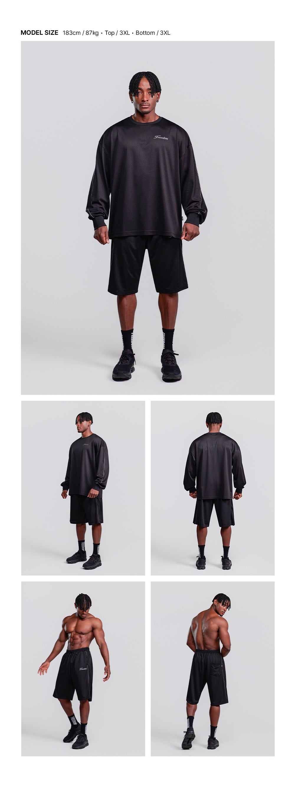 Sideline Mesh Bermuda Shorts (Black)