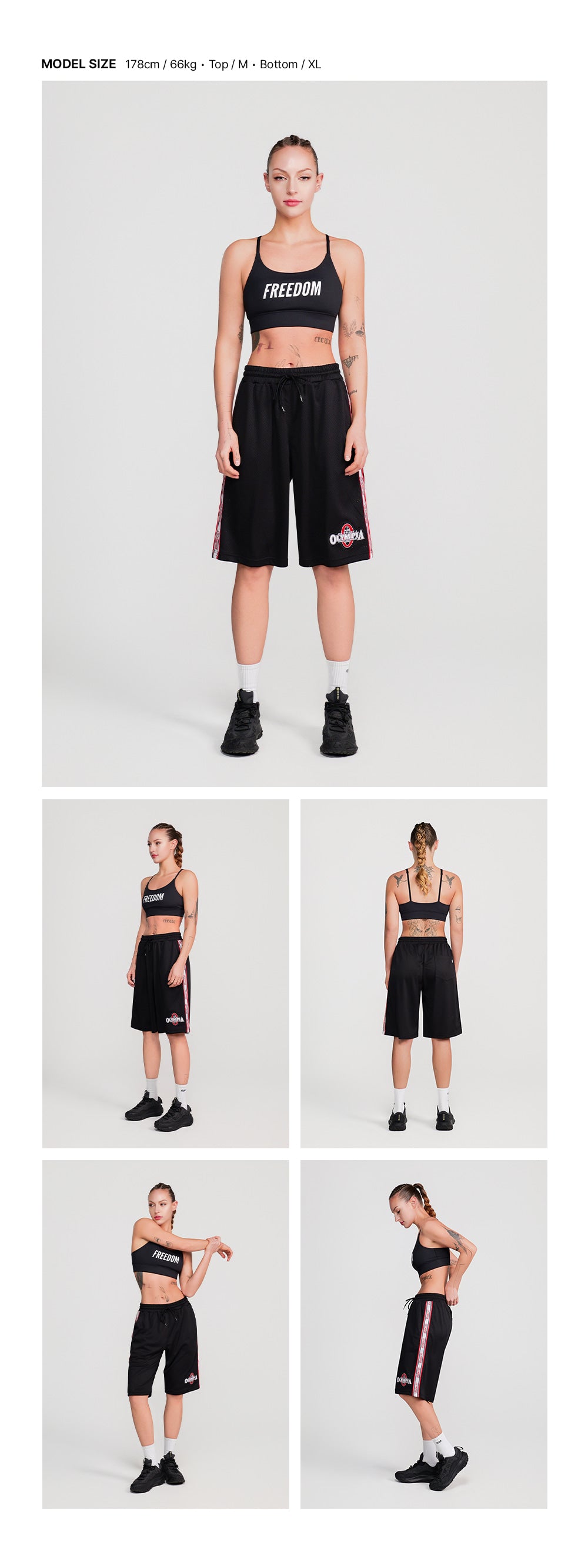 Olympia Lettering All Mesh Bermuda Shorts (Black)