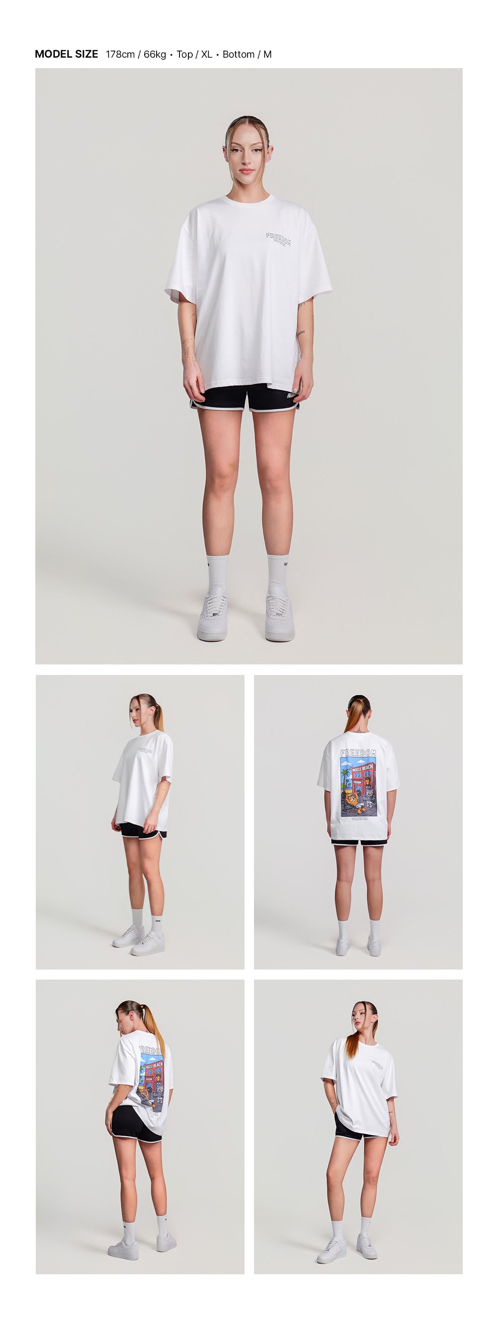 Animal Muscle Beach Graphic T-shirt (White)