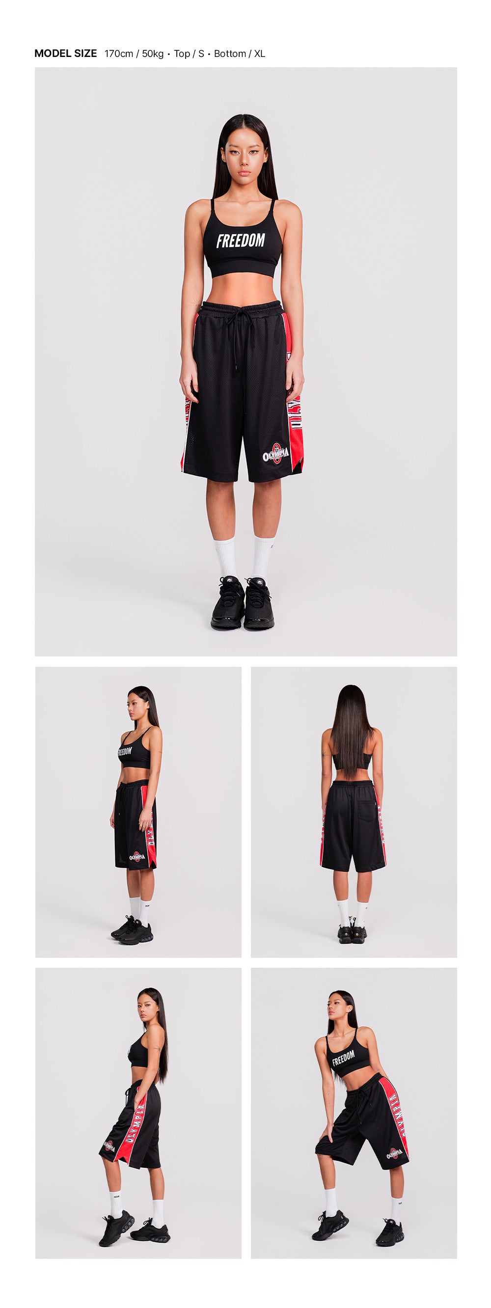 Olympia Side Panel Bermuda Shorts (Black)