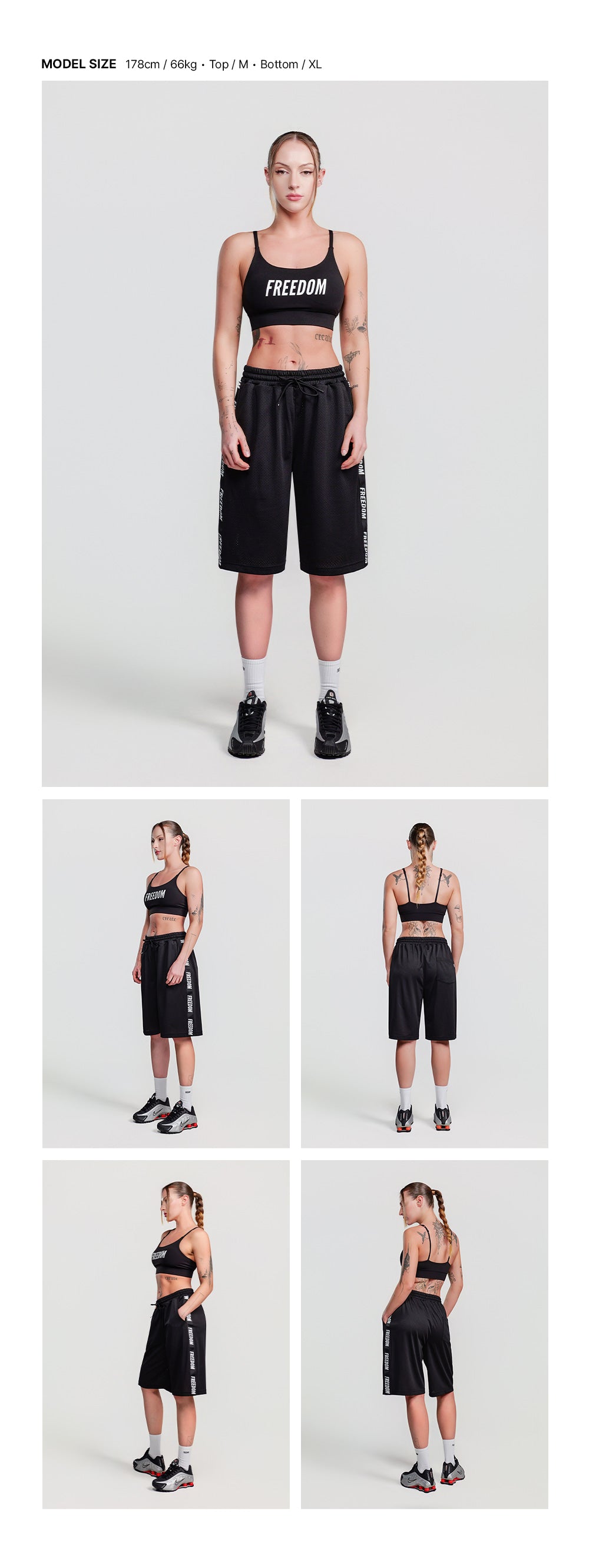 Entire Mesh Lettering Bermuda Shorts (Black)