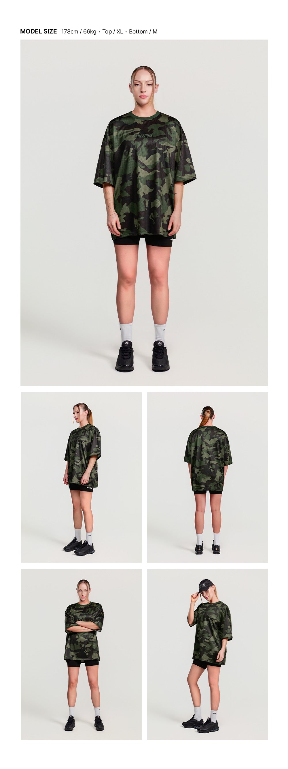 Freedom Logo Mesh Oversized T-shirt (Deep Camo)