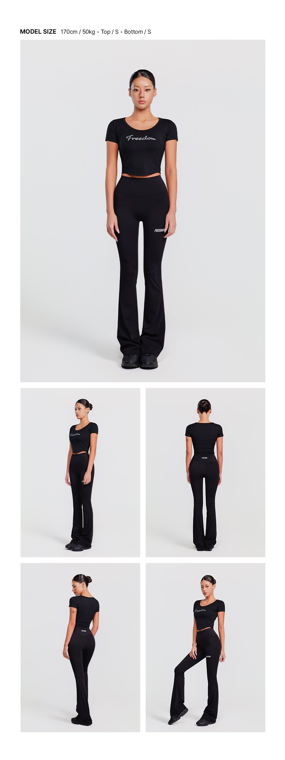 Modal U-neck Crop Short Sleeve (Black)