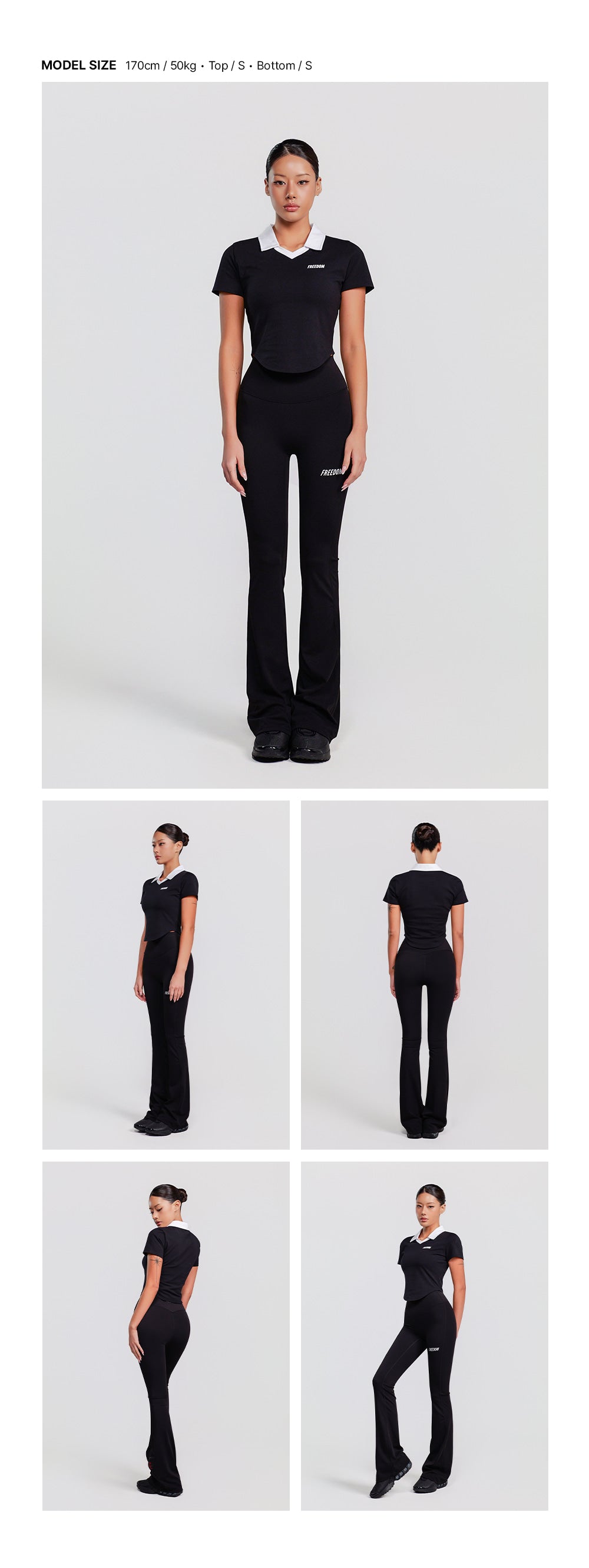 Contrast Open Collar Short Sleeve (Black)