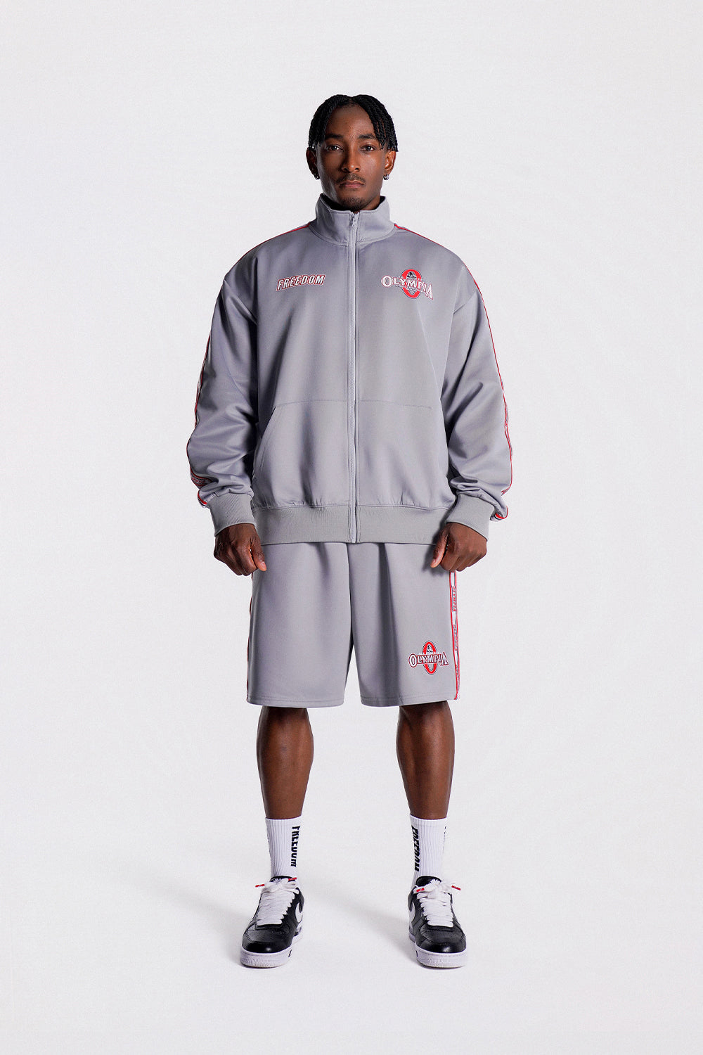 Olympia Lettering Jersey Jacket (Grey)