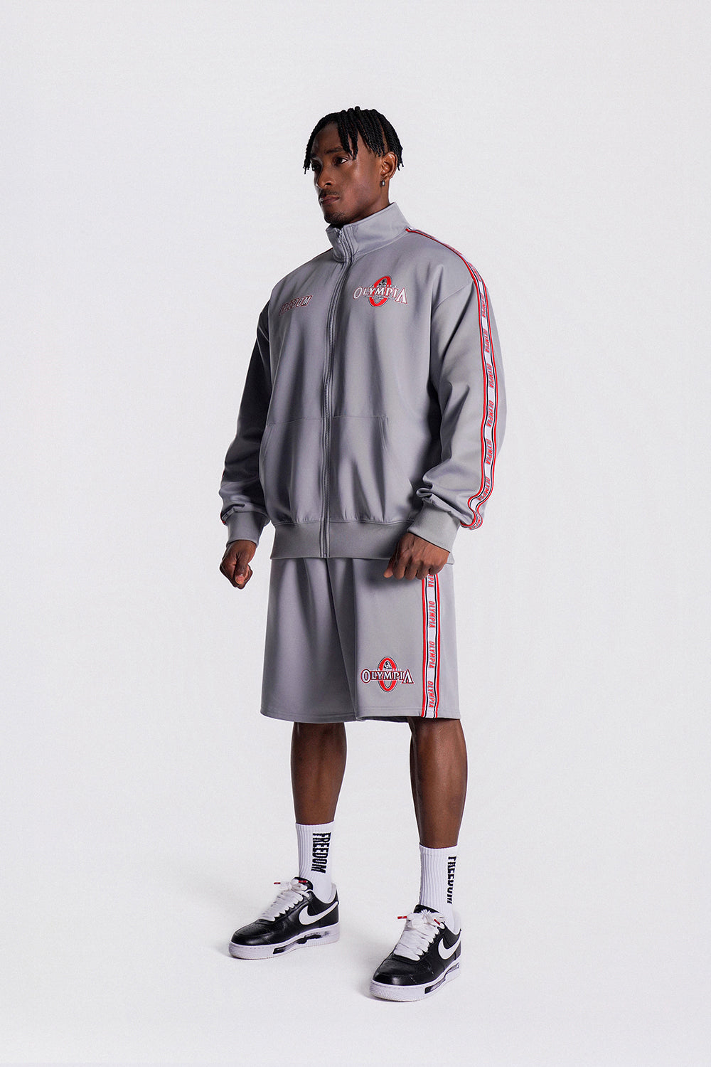Olympia Lettering Jersey Jacket (Grey)