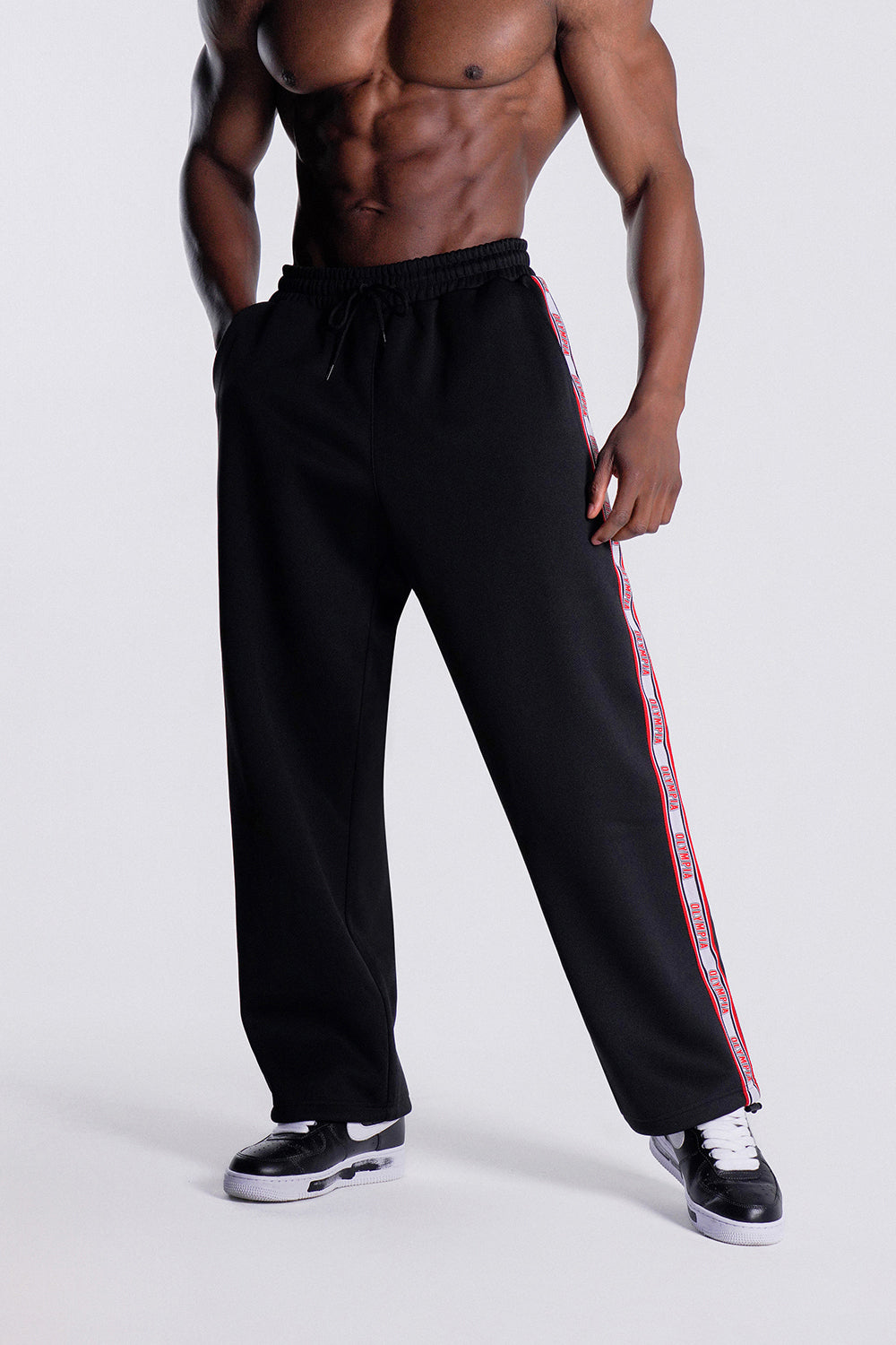 Olympia Lettering Mesh Embossed Pants (Black)