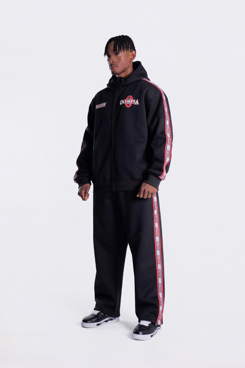 Olympia Lettering Mesh Embossed Pants (Black)