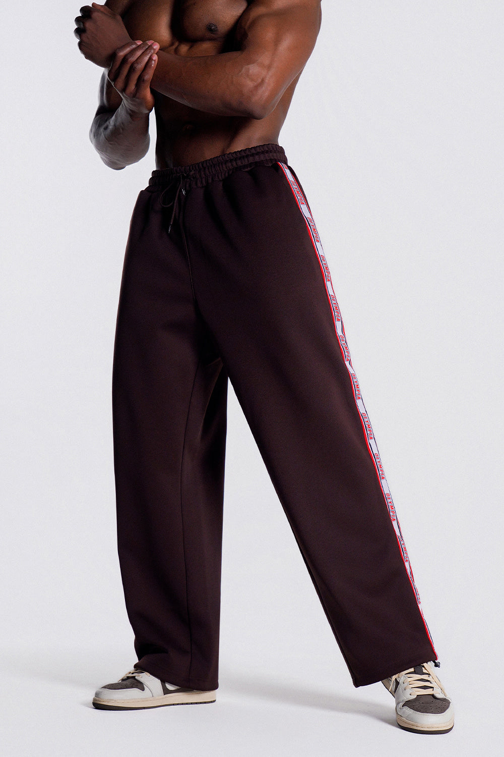 Olympia Lettering Mesh Embossed Pants (Brown)