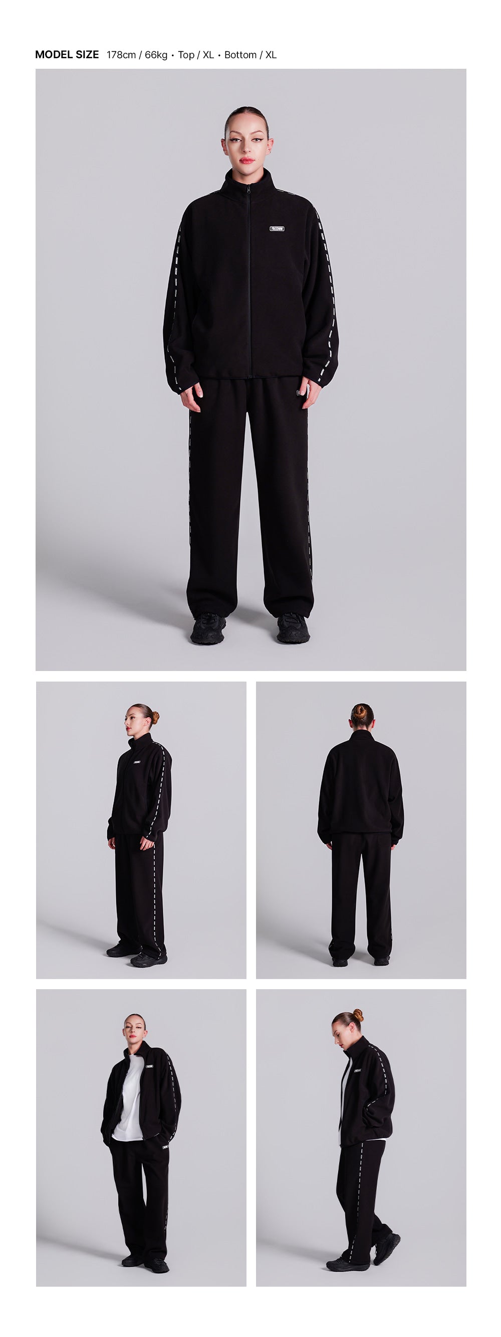 Small Logo Lettering Fleece Jacket (Black)