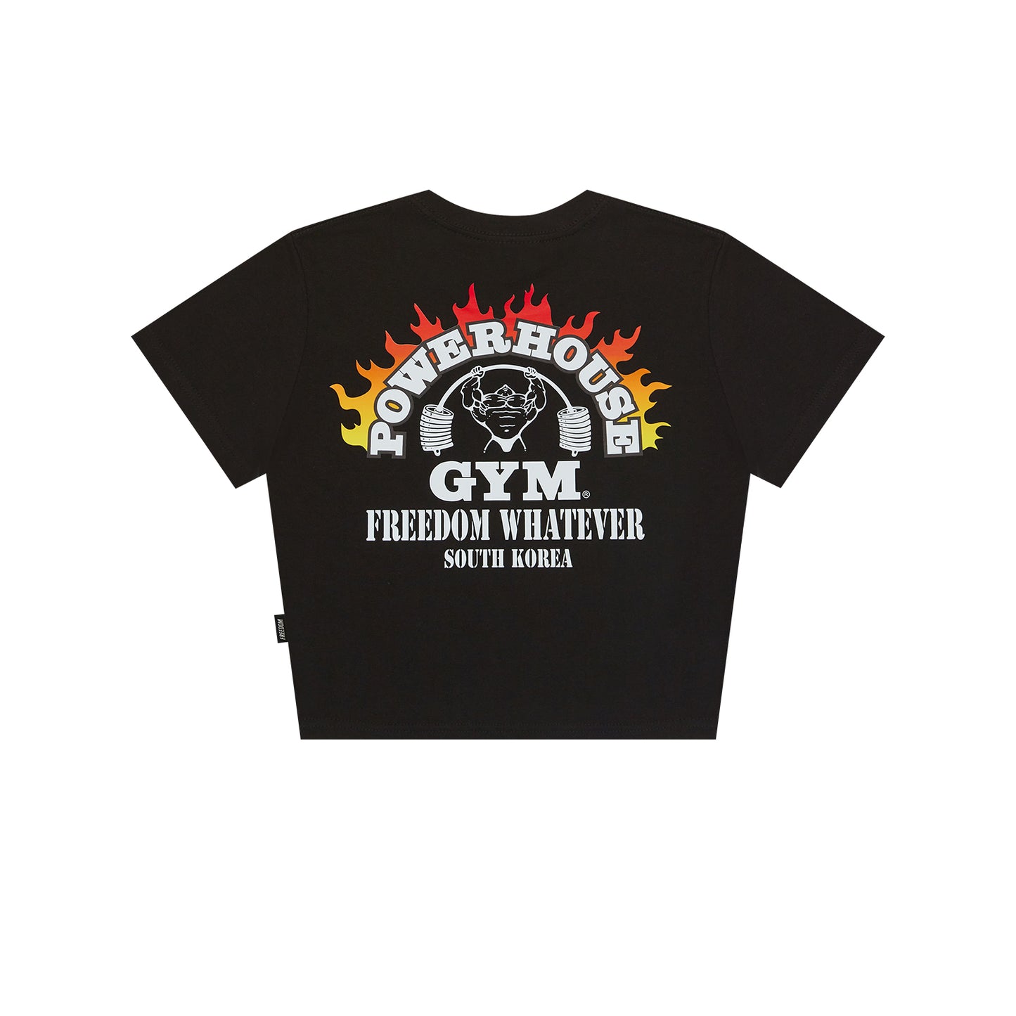 Women's Powerhouse Flame Logo Crop T-Shirt (Black)