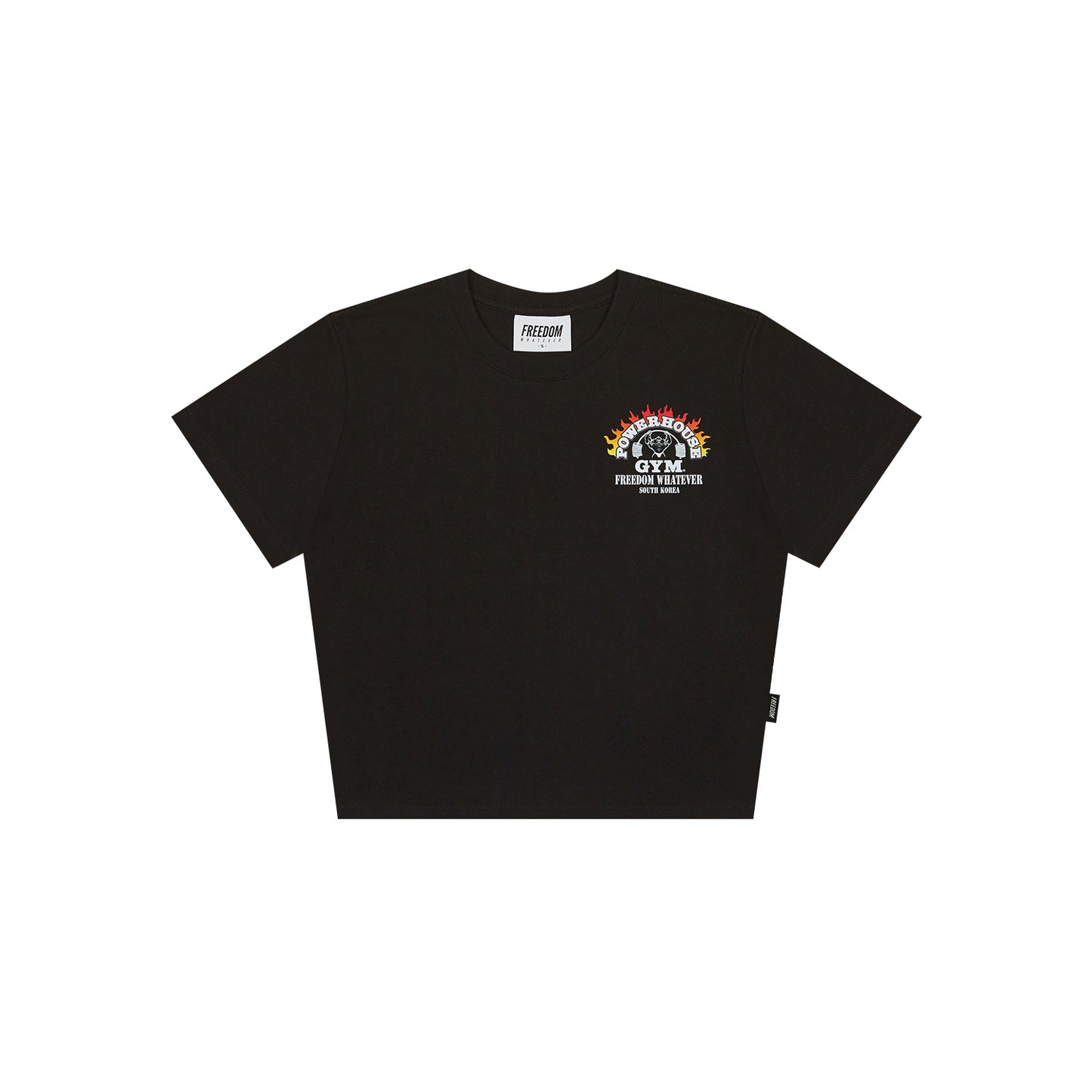 Women's Powerhouse Flame Logo Crop T-Shirt (Black)