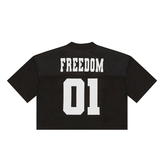 Womens FREEDOM Crop Rugby Jersey (Black/White)