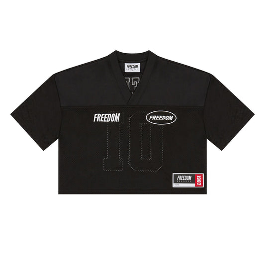 Womens FREEDOM Crop Rugby Jersey (Black/White)