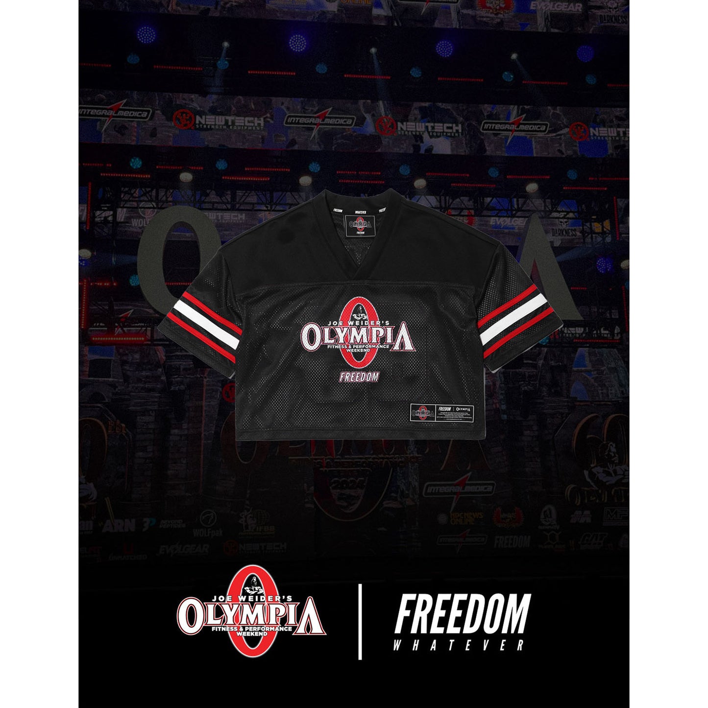 Women's Olympia Crop Rugby Jersey (Black)