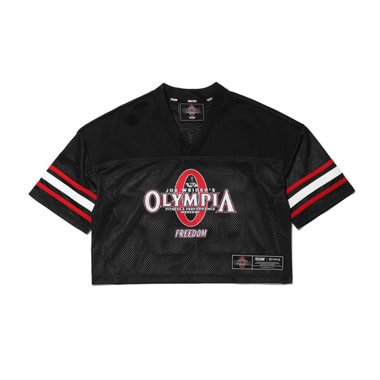 Women's Olympia Crop Rugby Jersey (Black)
