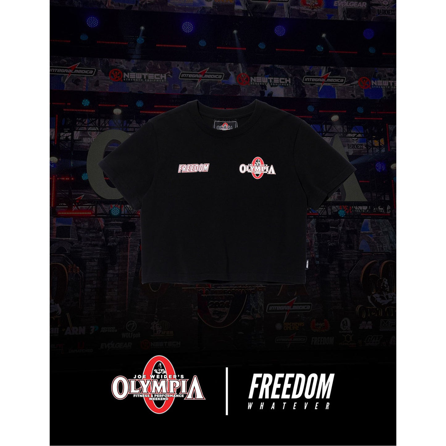 Womens Olympia Small Logo Crop T-Shirts (Black)