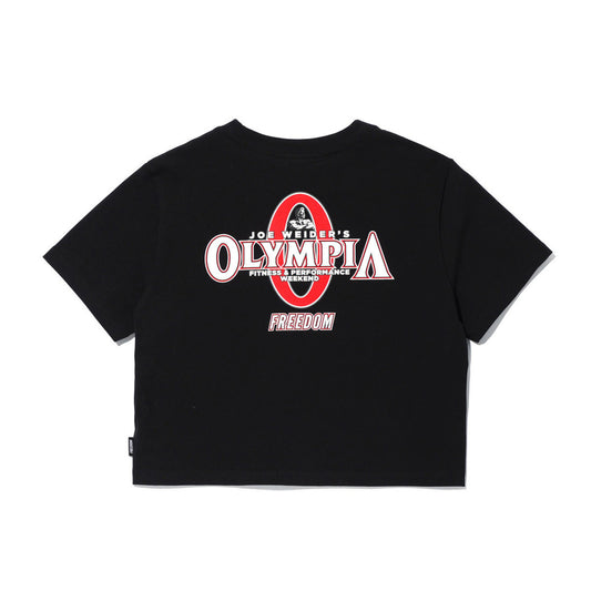 Womens Olympia Small Logo Crop T-Shirts (Black)