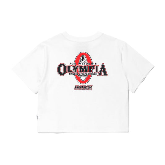 Womens Olympia Small Logo Crop T-Shirts (White)