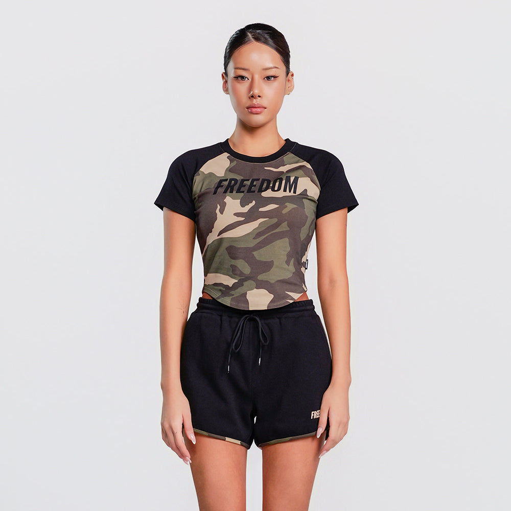 Women's Logo Raglan T-shirt (Black Camo)
