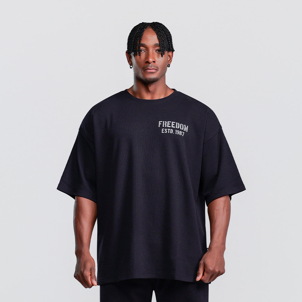 1987 Waffle Oversized T-shirt (Black)