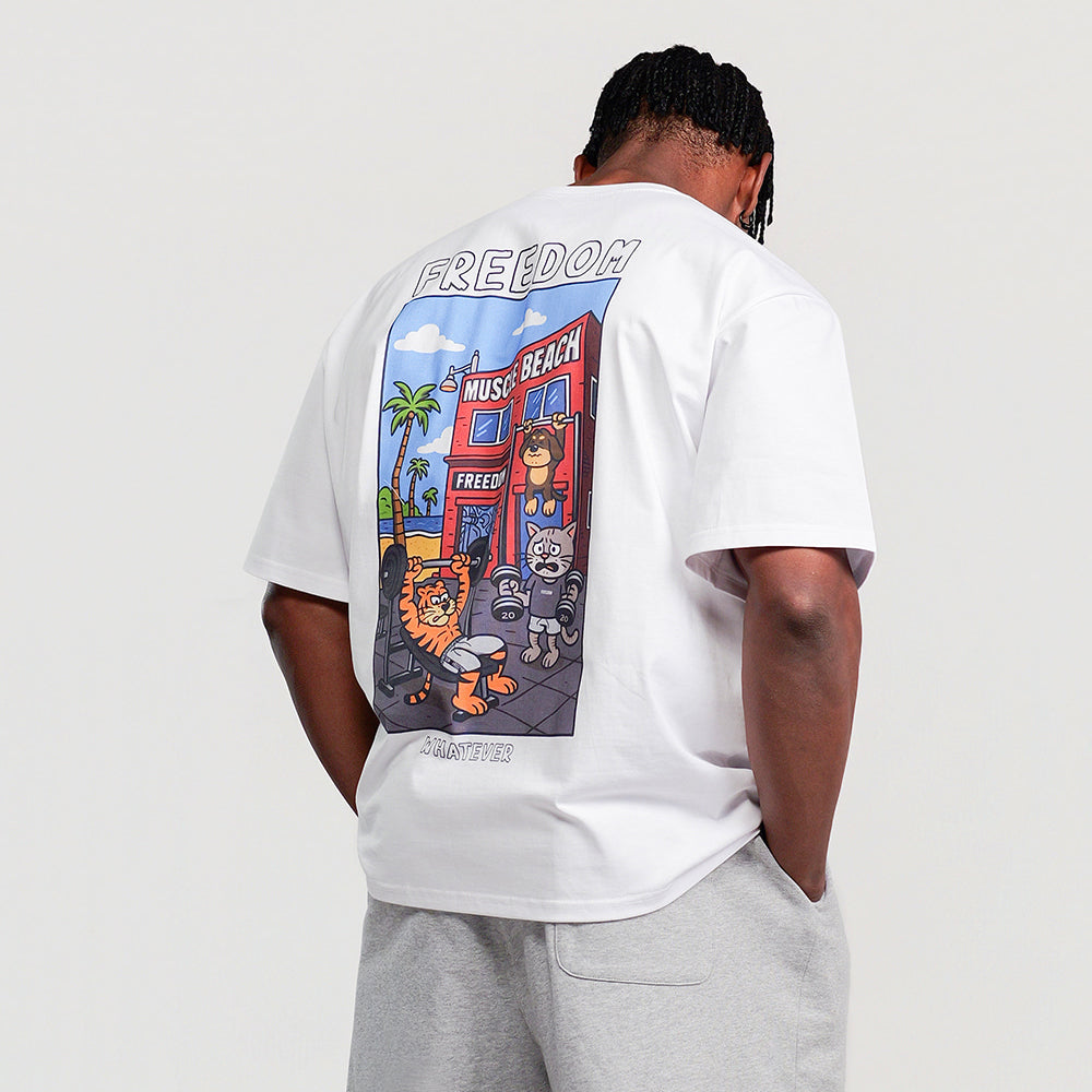 Animal Muscle Beach Graphic T-shirt (White)