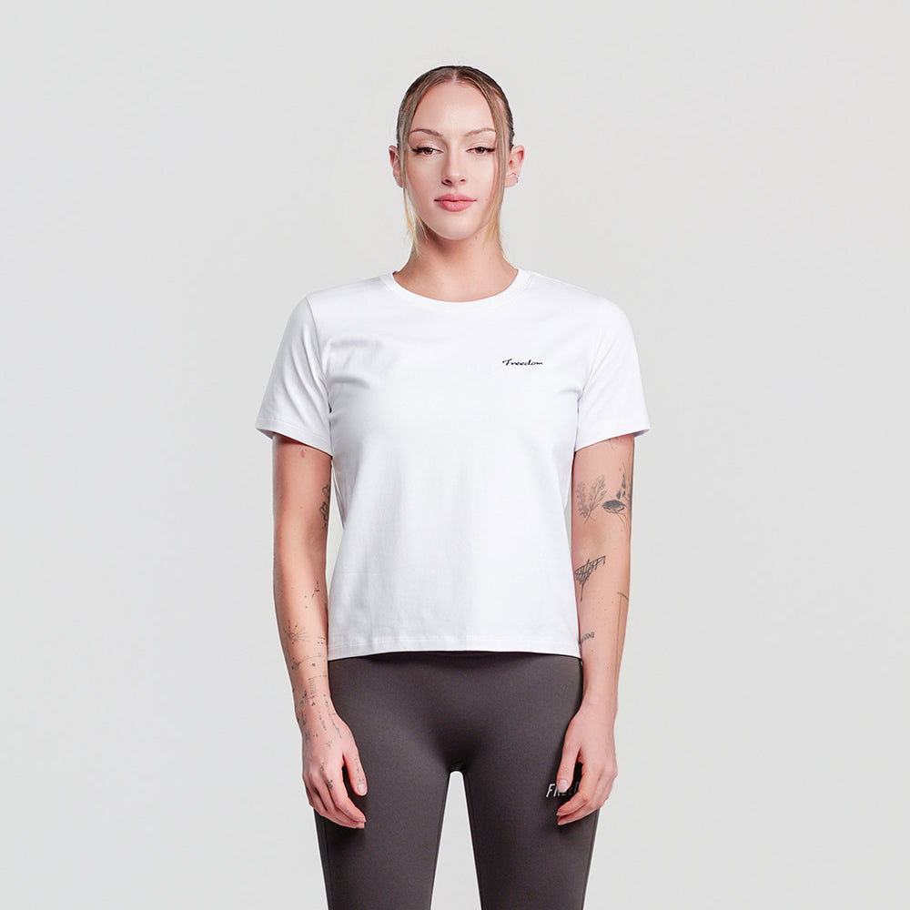 Women's Small Logo Standard Fit Short Sleeve (White)