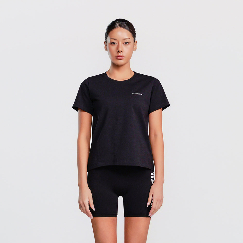 Women's Small Logo Standard Fit Short Sleeve (Black)