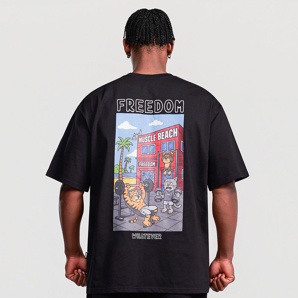 Animal Muscle Beach Graphic T-shirt (Black)