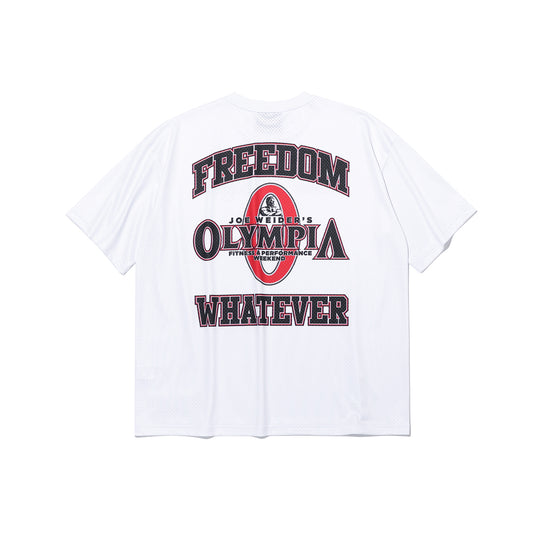Olympia Small Logo All Mesh Short Sleeve T-Shirt (White)