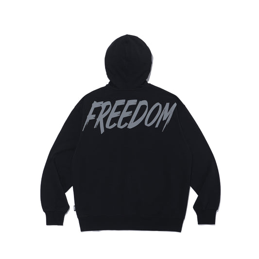 Back Print Hooded Zip-up (Black/Gray)