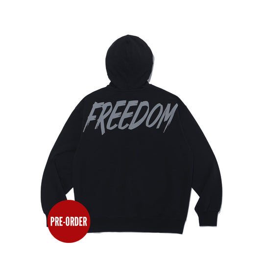 Back Print Hooded Zip-up (Black/Gray)