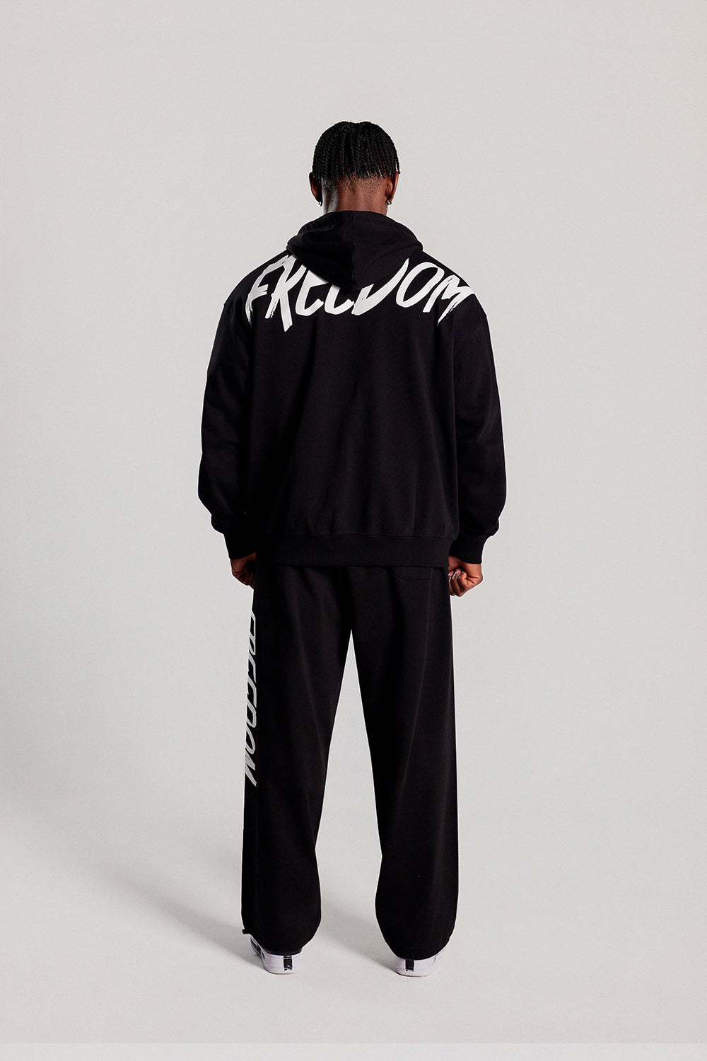 Back Print Hooded Zip-up (Black/White)