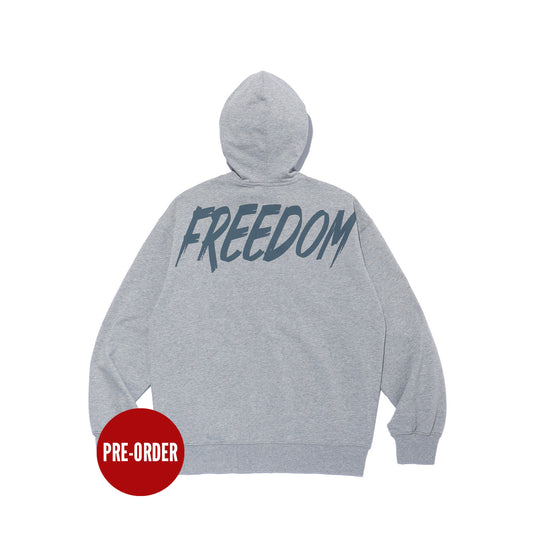 Back Print Hooded Zip-up (Gray)