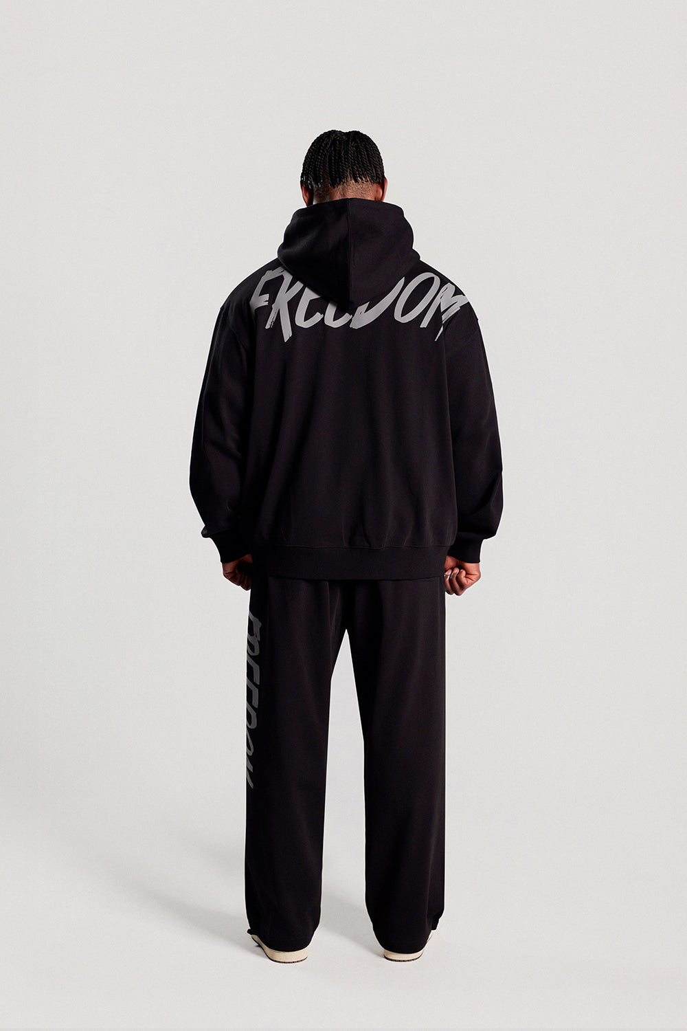 Back Print Hooded Zip-up (Black/Gray)